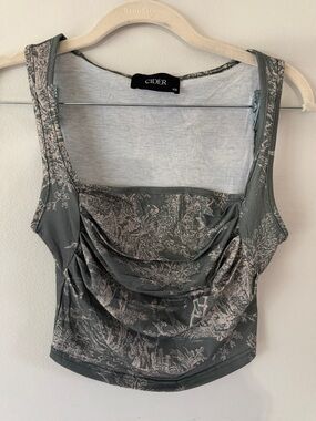 Cider Sage Green and Cream Draped Camisole